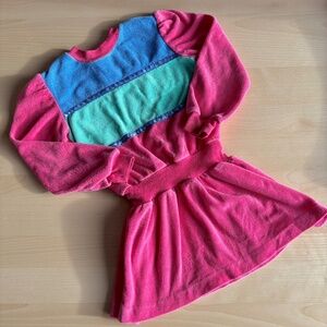 Vintage '80s colorful velour kids dress size 6